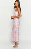 Imogen Pink Floral Print Strapless Maxi Dress