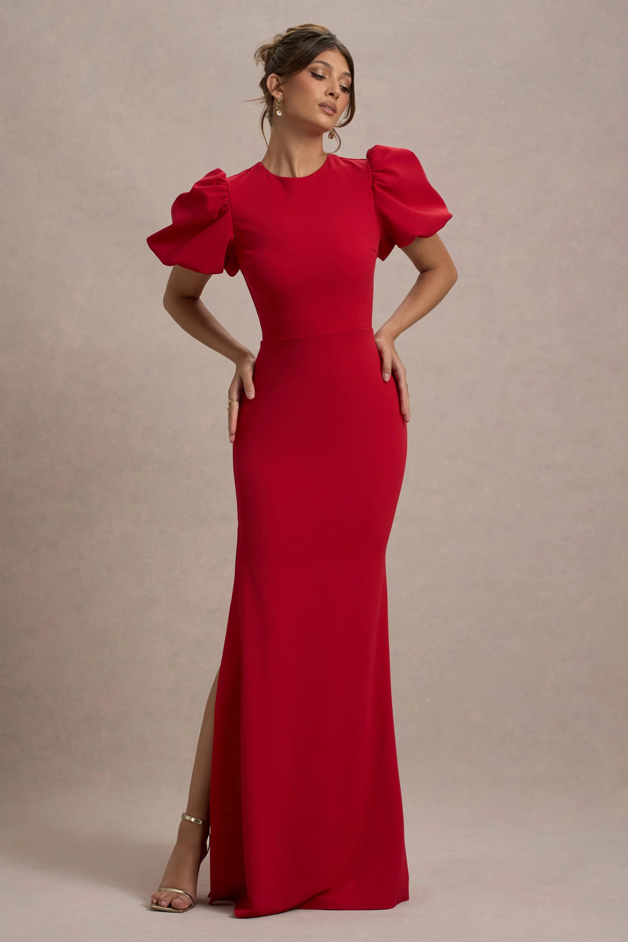 Love Letters Red Puff Sleeve Maxi Dress