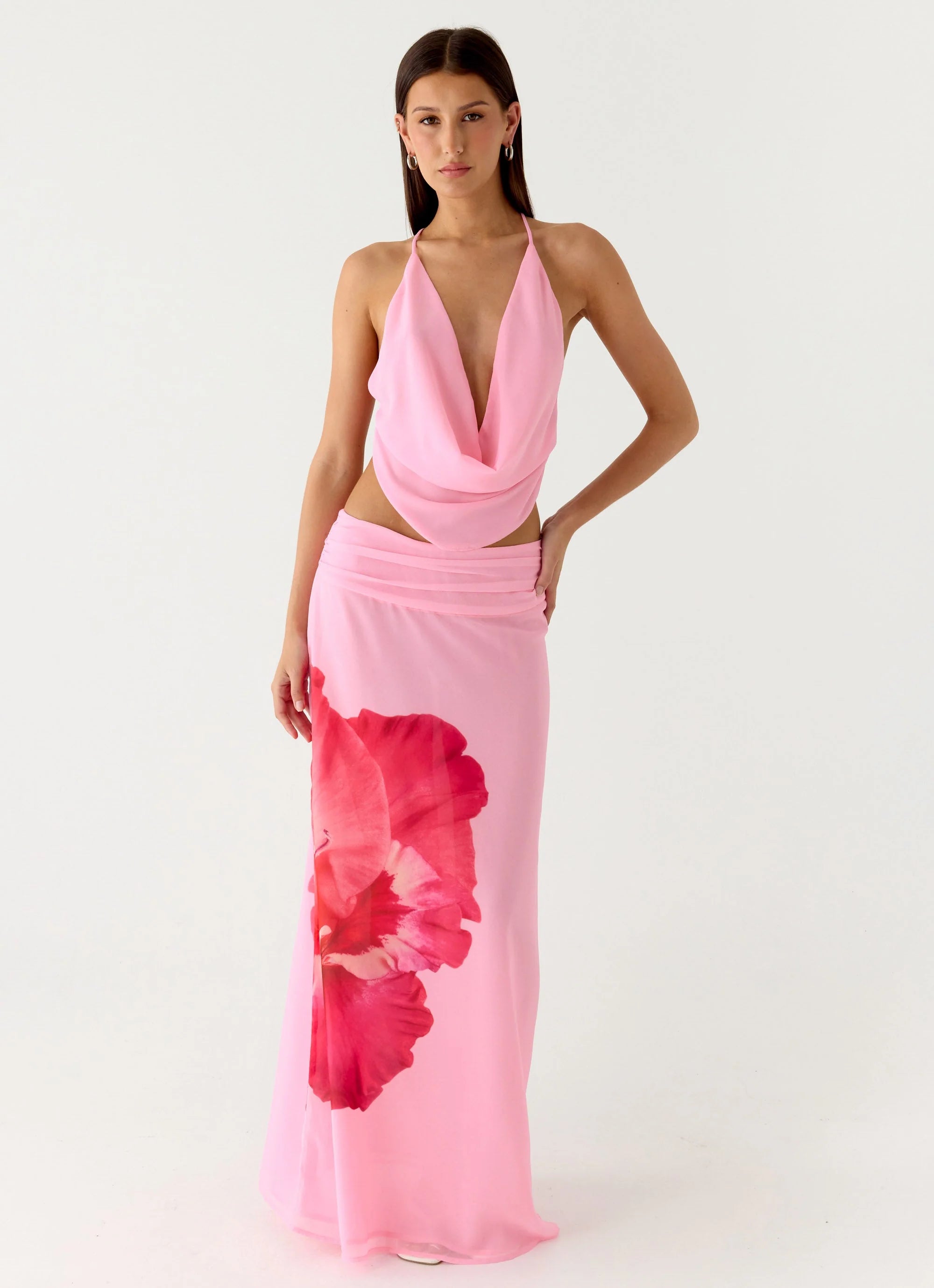 Blushing Bloom Maxi Skirt - Baby Pink