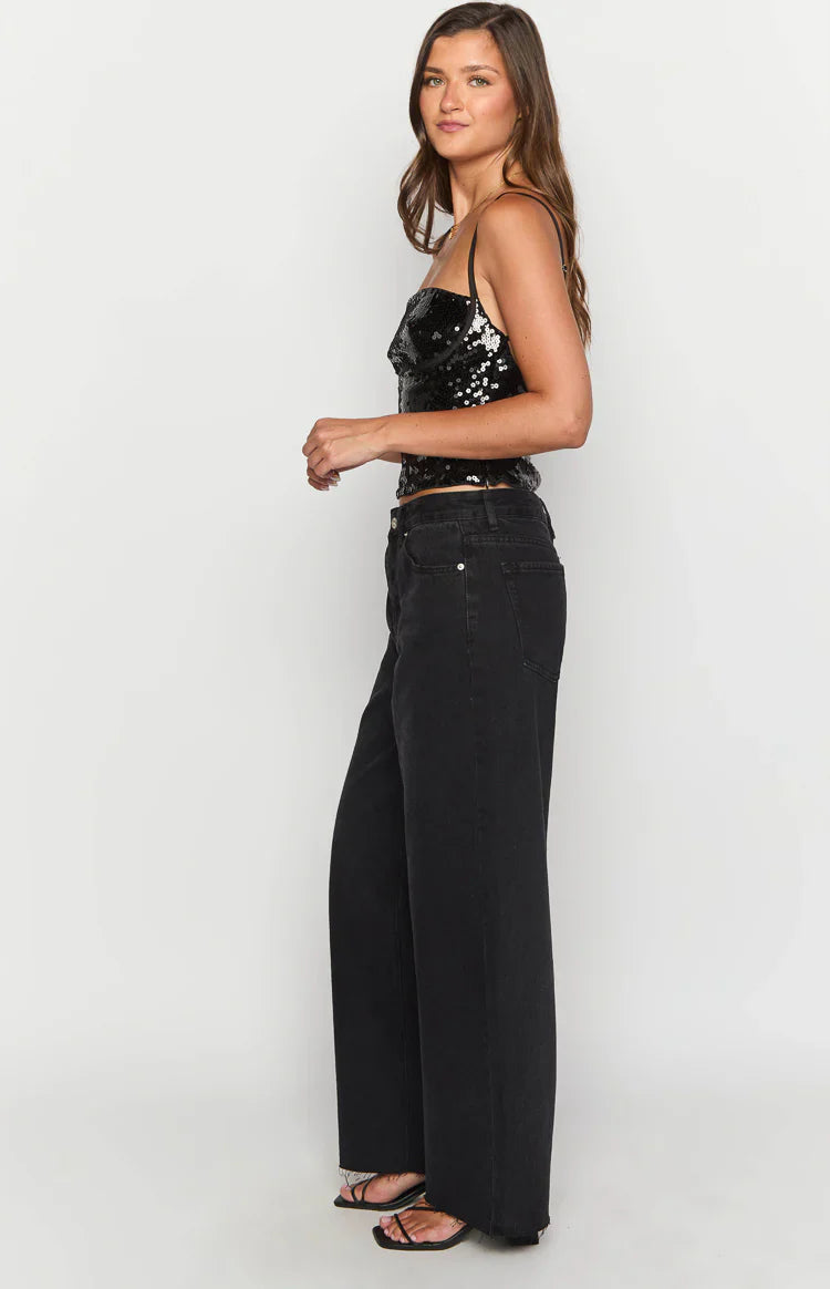 Shes Yours Black Wide Leg Boyfriend Jeans