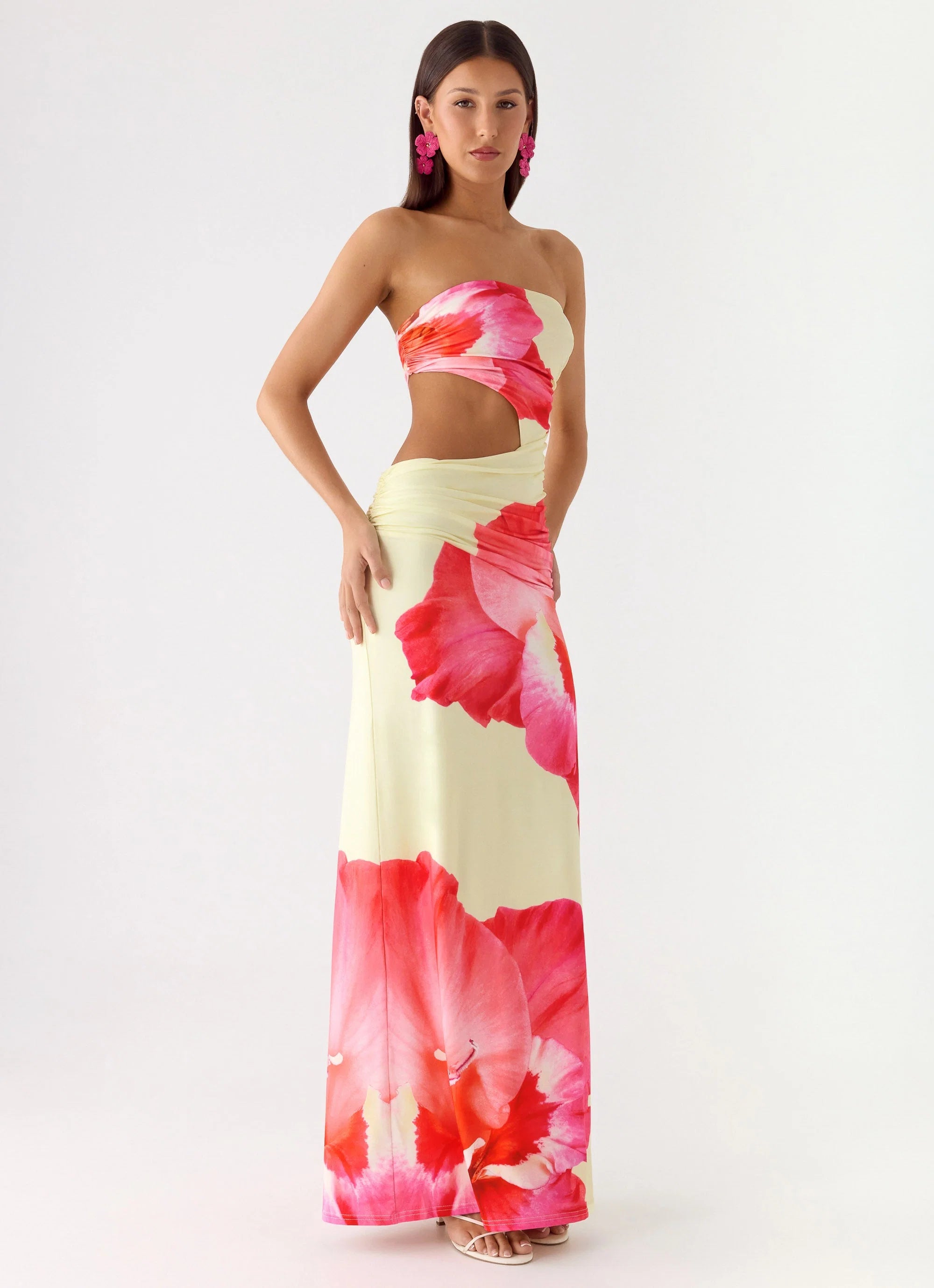 In The Rhythm Maxi Dress Yellow Floral Spritz