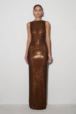 Magnolia Sleeveless Diamante Maxi Dress Chocolate