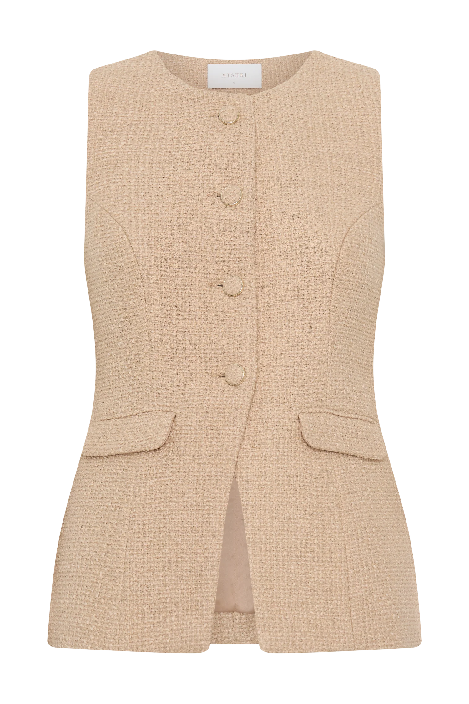 Camilla Boucle Sleeveless Vest Light Taupe