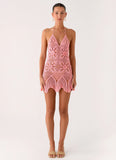 Beach Days Crochet Mini Dress Pink