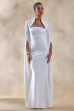 Esme White Square Neck Maxi Dress With Cape Sleeves