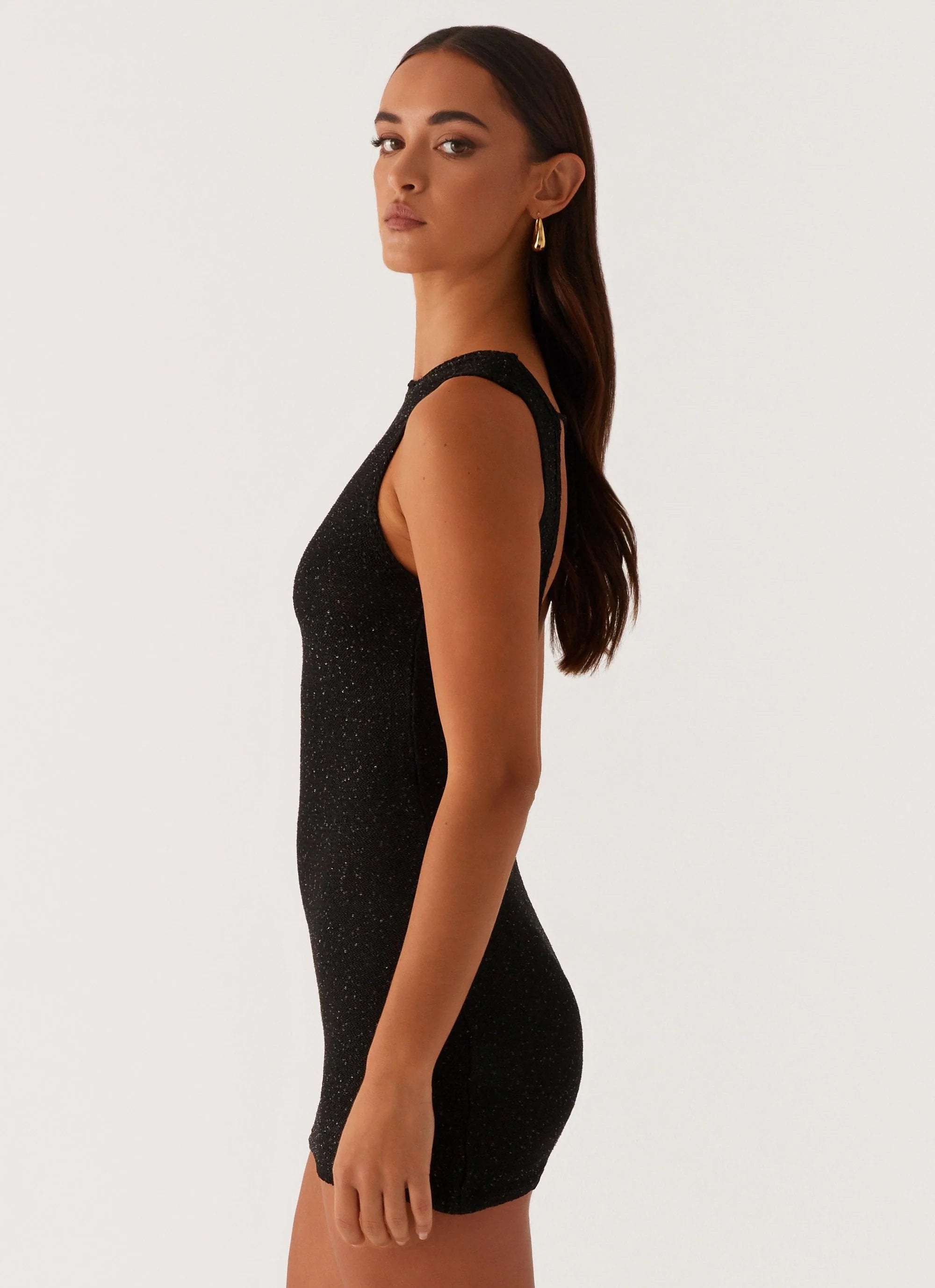 Take Five Summer Knit Mini Dress Black