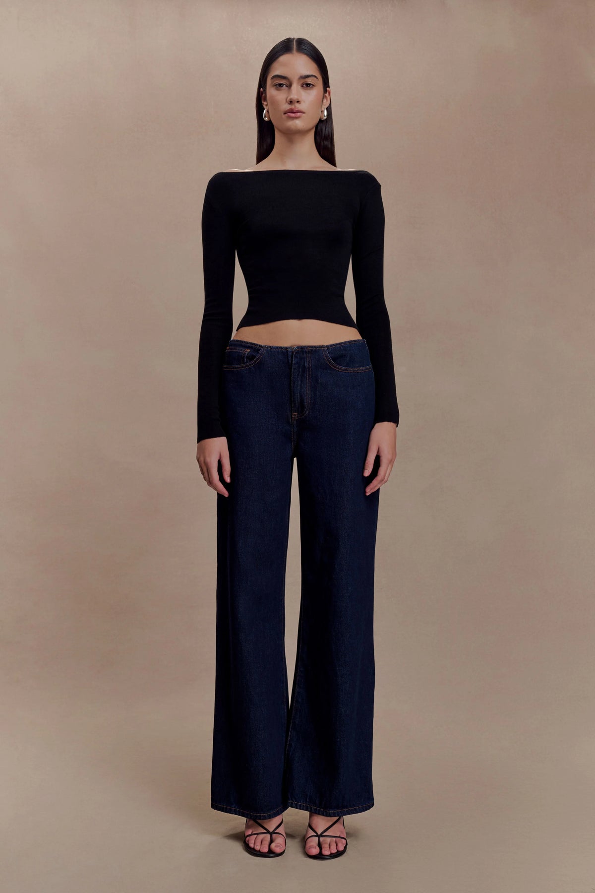 Paedyn Merino Wool Ribbed Long Sleeve Top Black