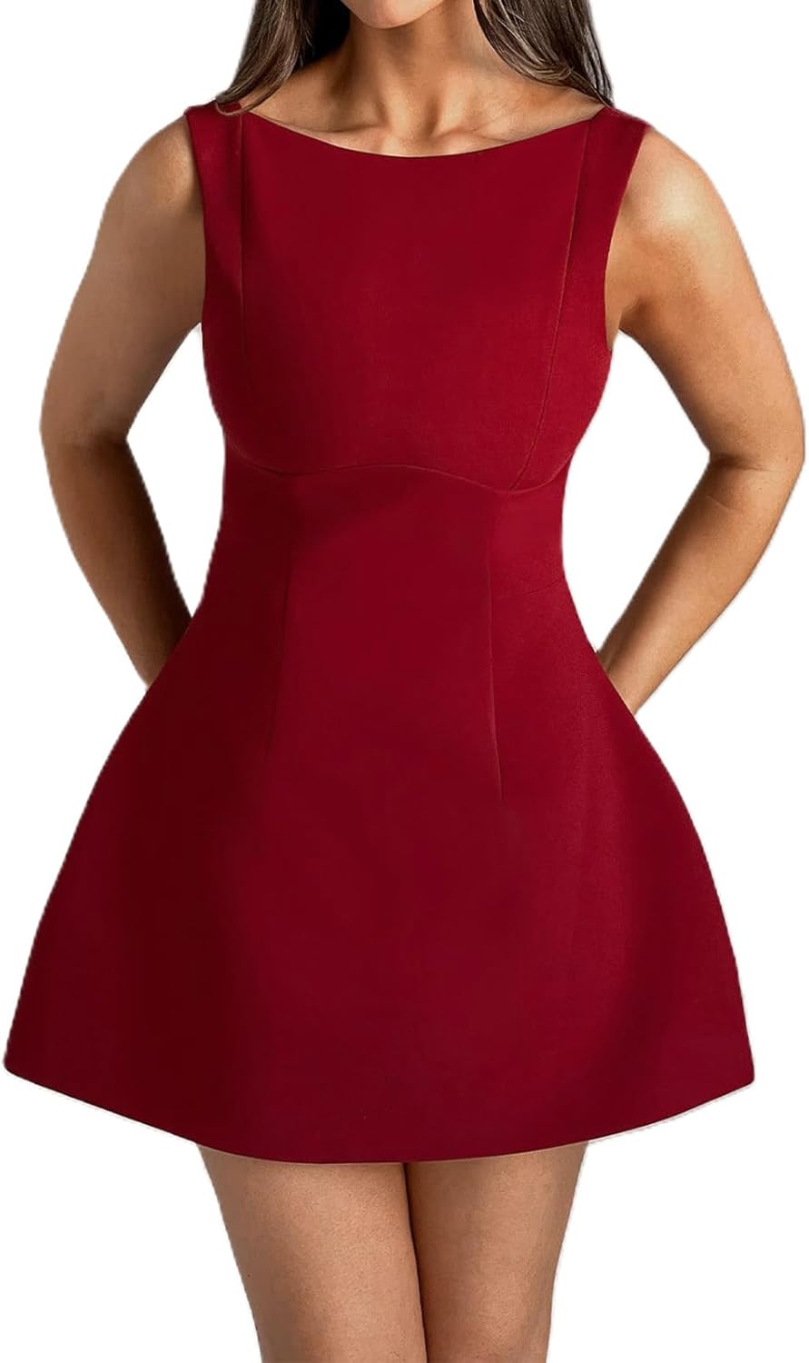 Women Sexy Backless Mini Dress Sleeveless Open Back A Line Formal College Graduation Dress