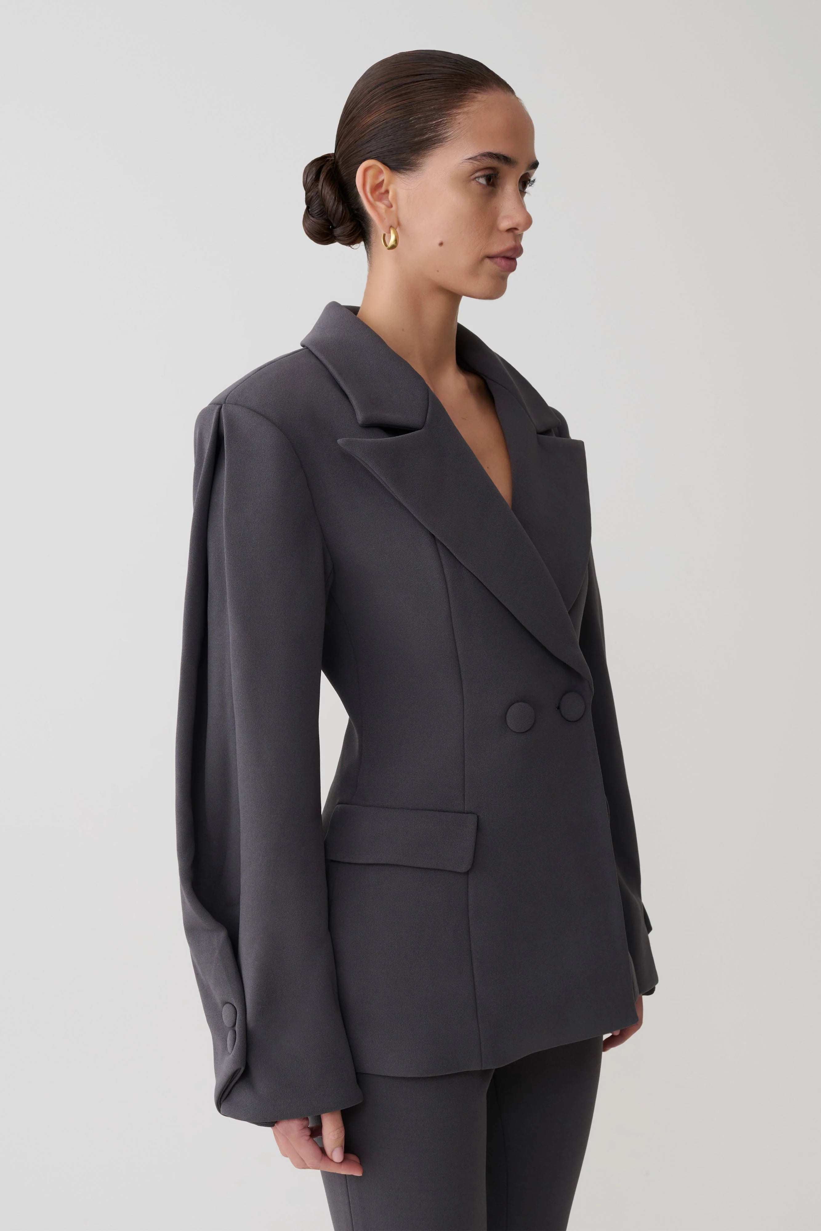 Wesley Structured Blazer Charcoal Shadow