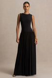 Rosalita Black Crew Neck Maxi Dress With Drop Waist
