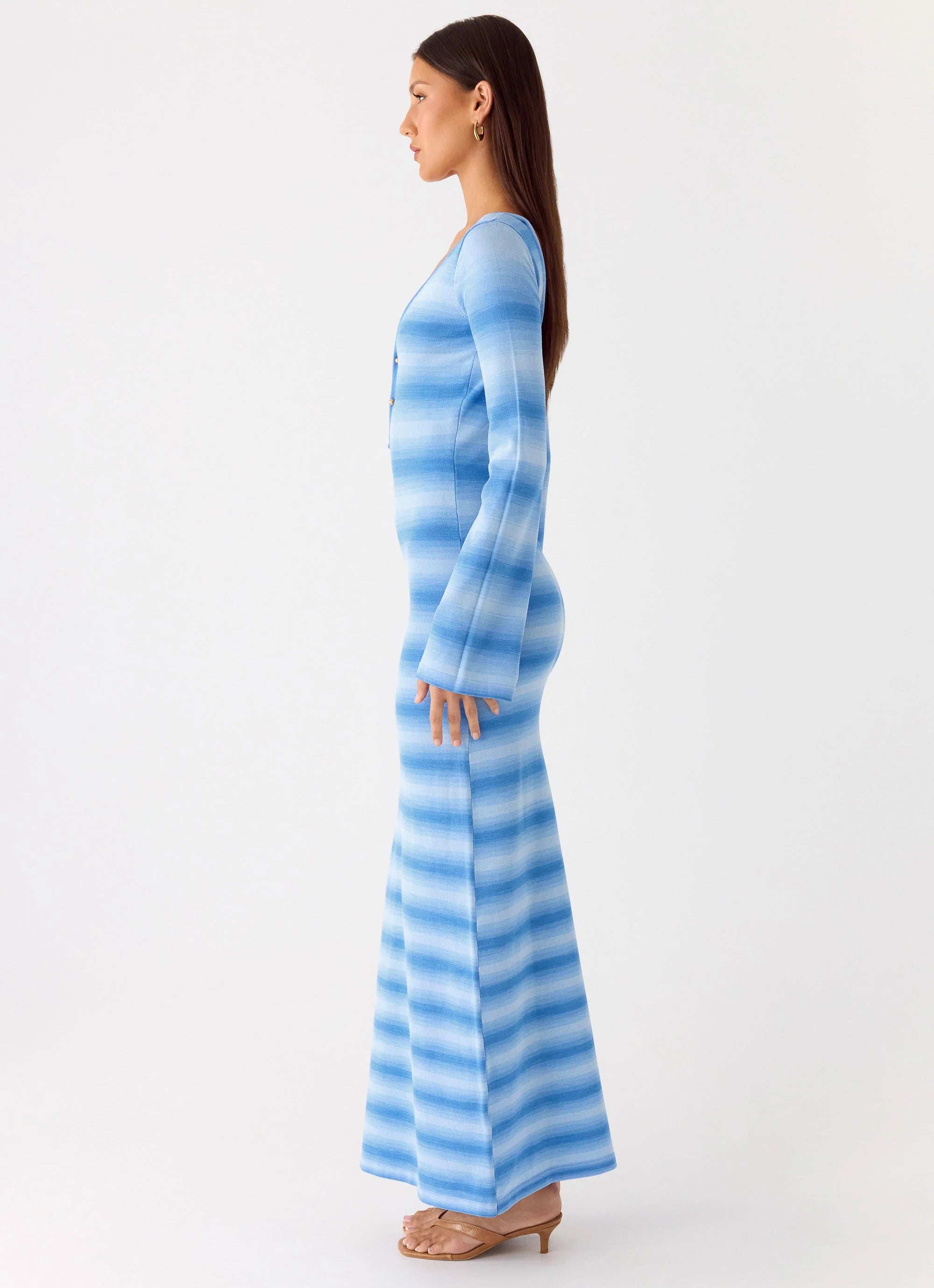 Late Night Calls Knit Maxi Dress Cerulean