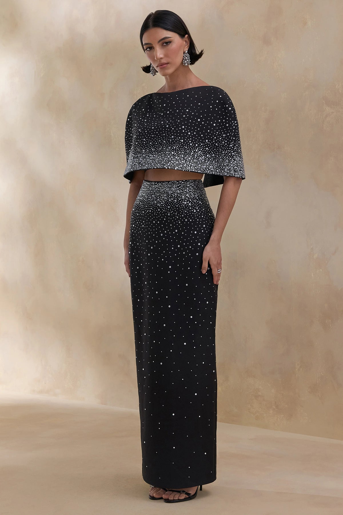 Fabiana Black Hand Embellished Maxi Skirt