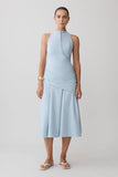 Emily Wrapped Waist Midi Dress Sky Blue
