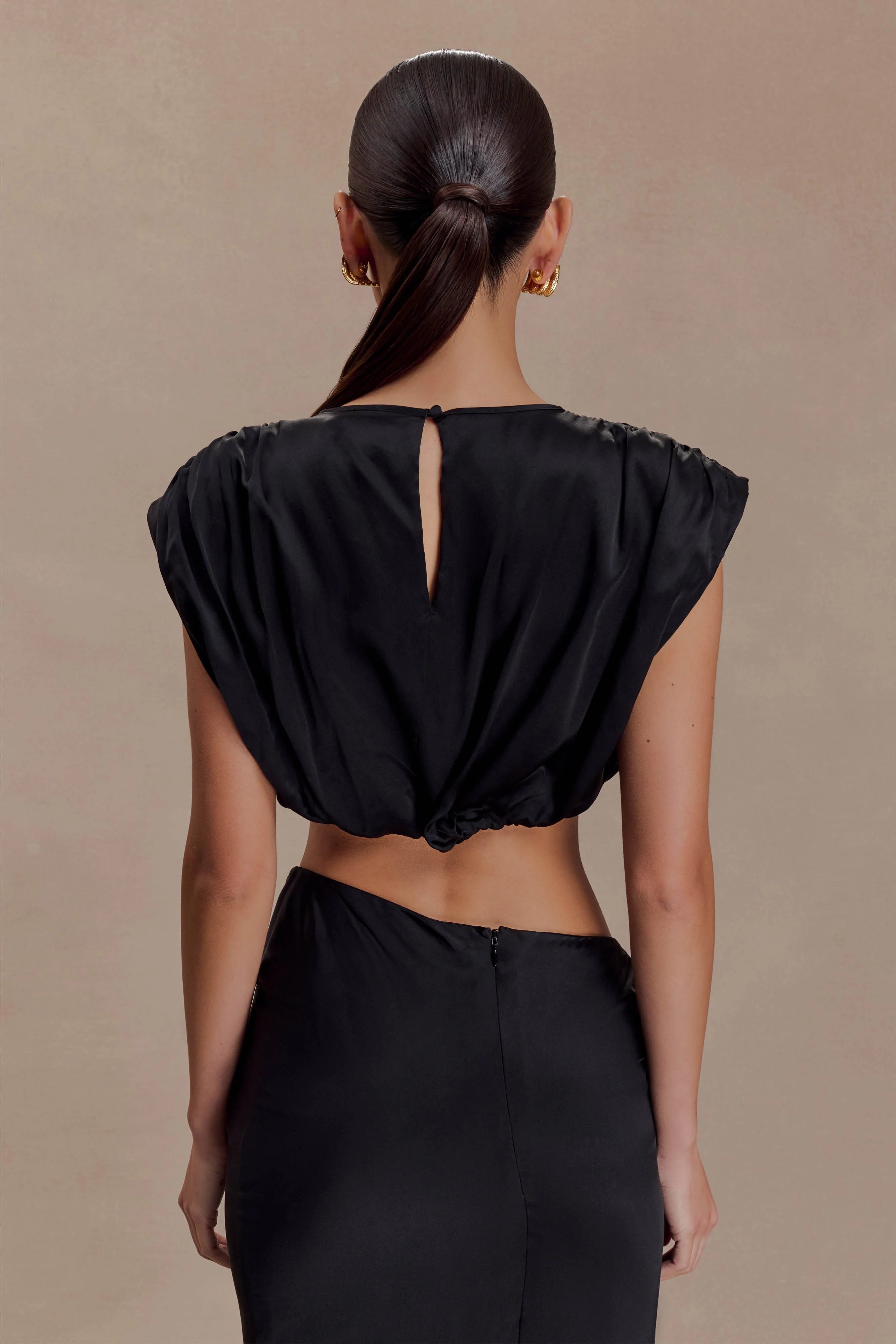 Zendaya Silk Crop Top Black