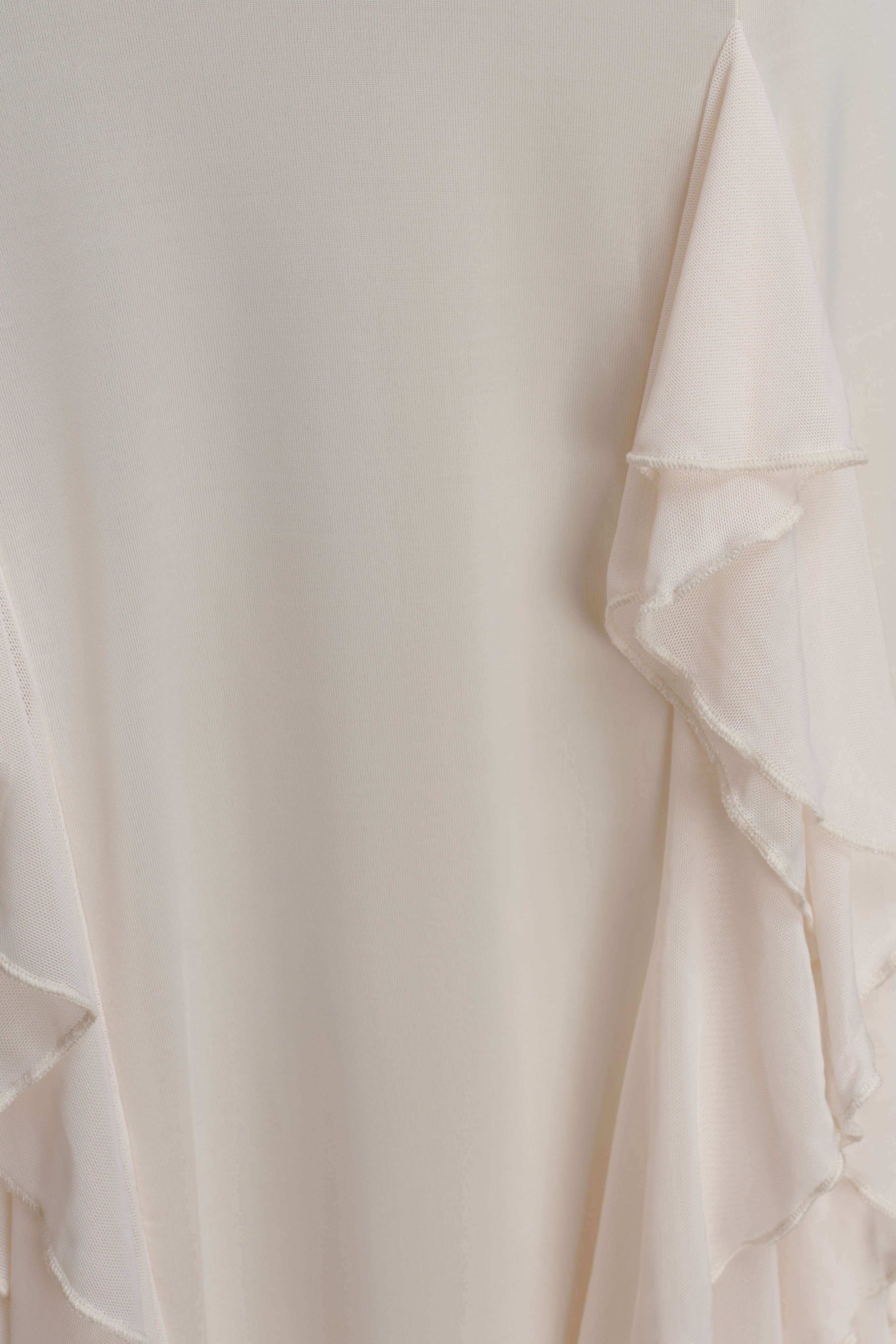 Etta Ruffle Slinky Maxi Dress Ivory