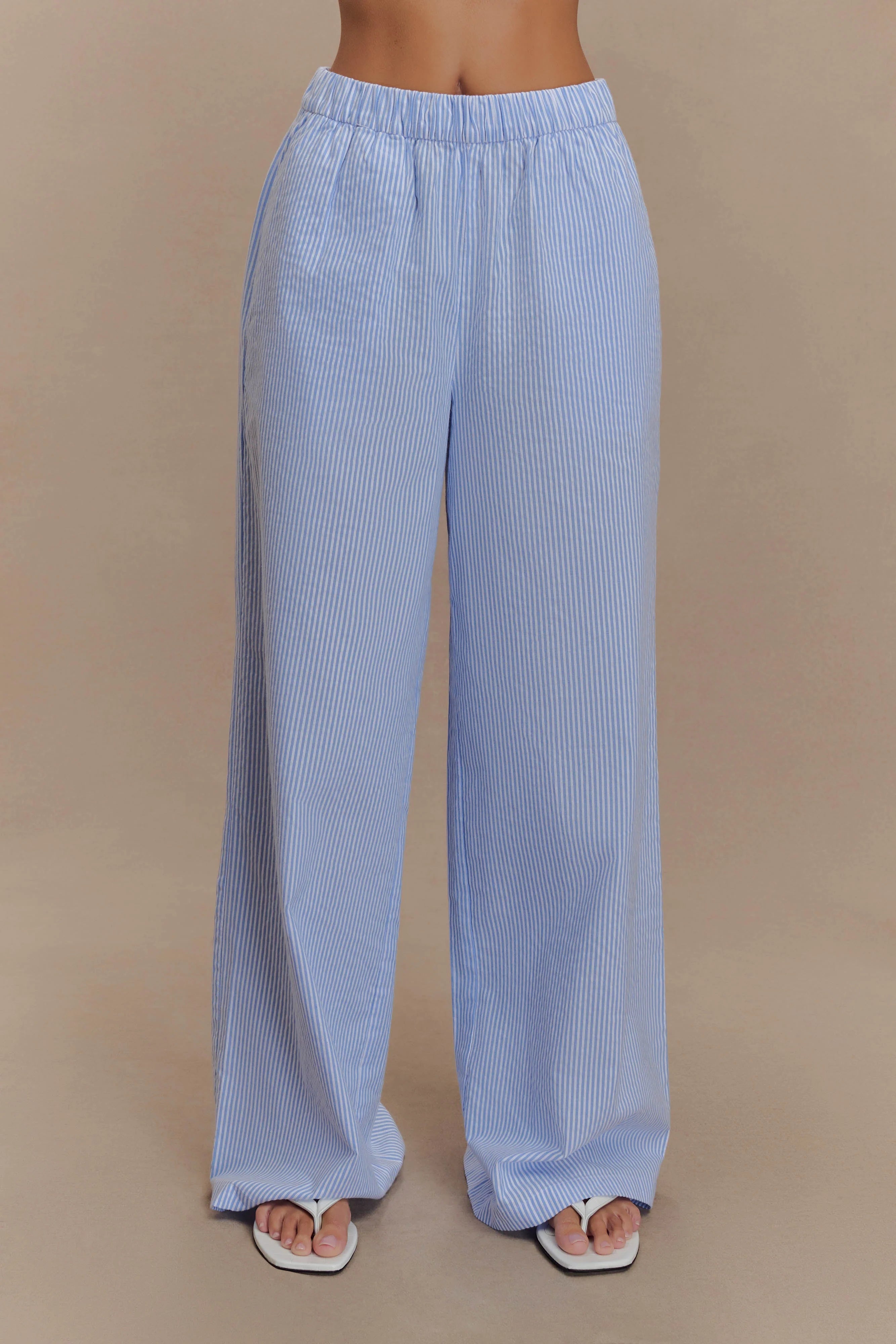 Hansen Wide Leg Pants Blue Pinstripe