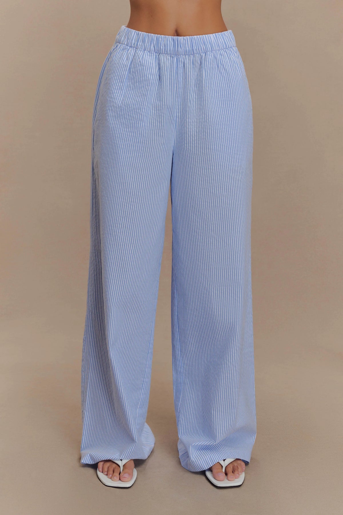 Hansen Wide Leg Pants Blue Pinstripe