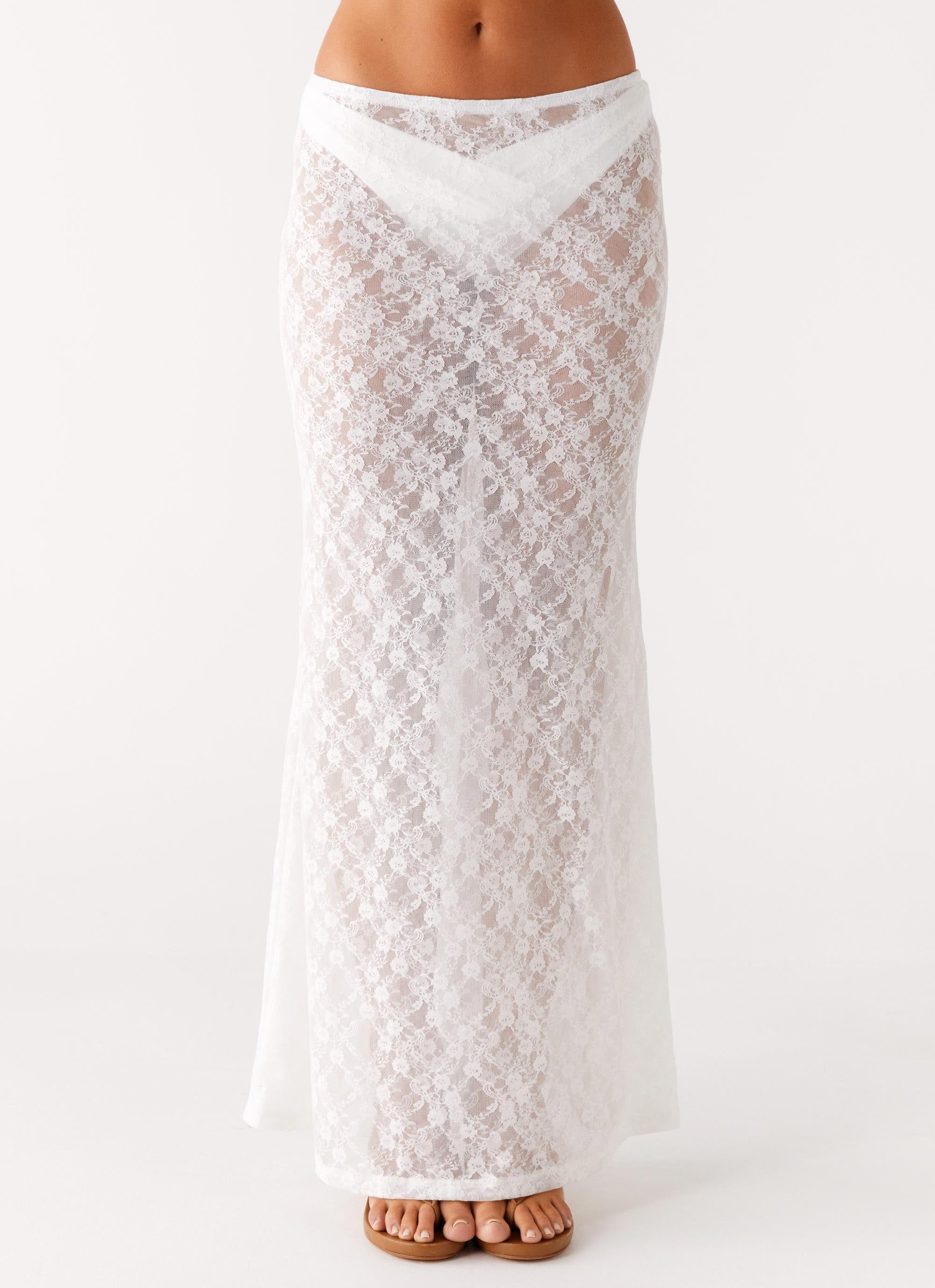 Jaz Lace Maxi Skirt White