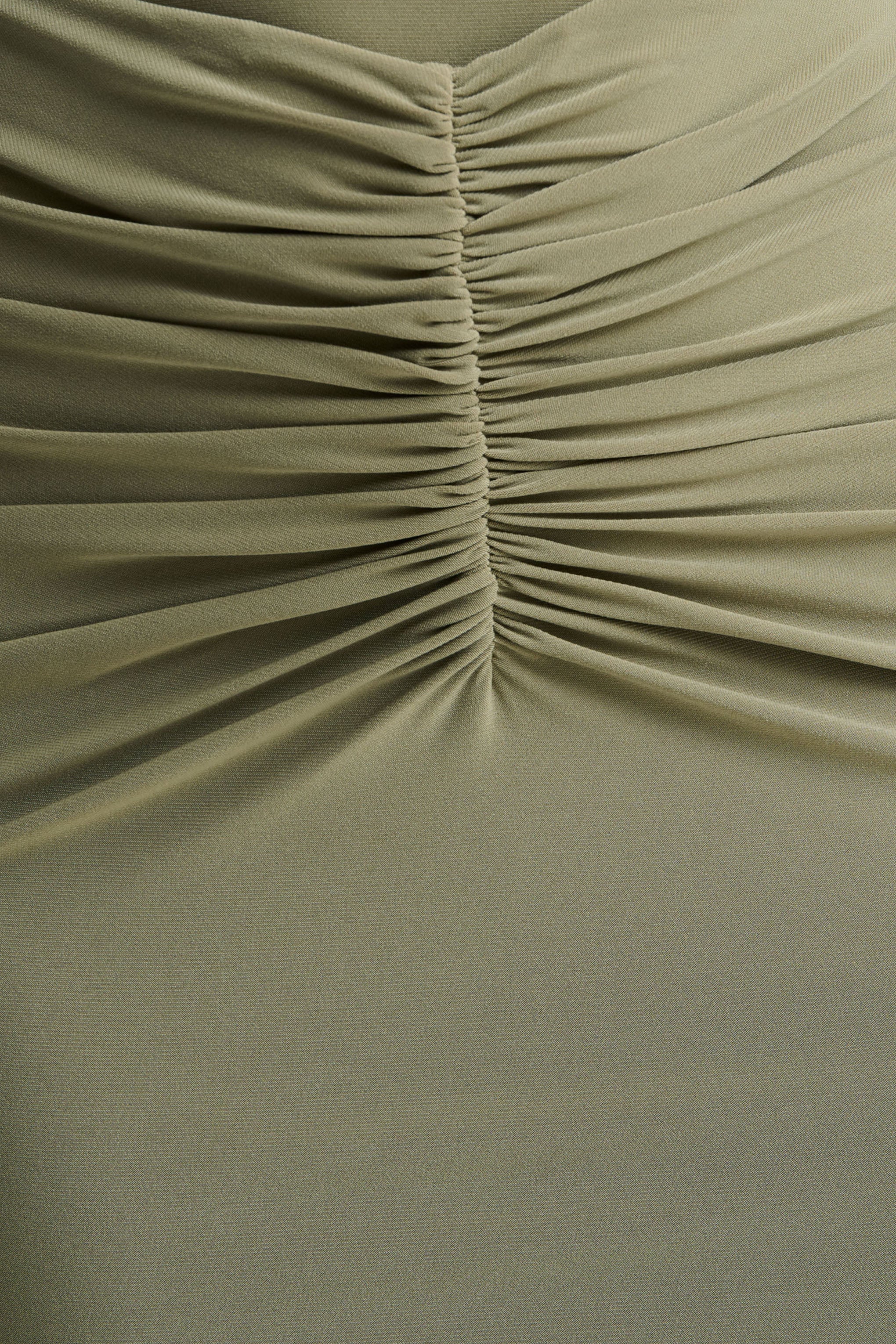 Persis Olive High Neck Maxi Dress With Gathered Detailing
