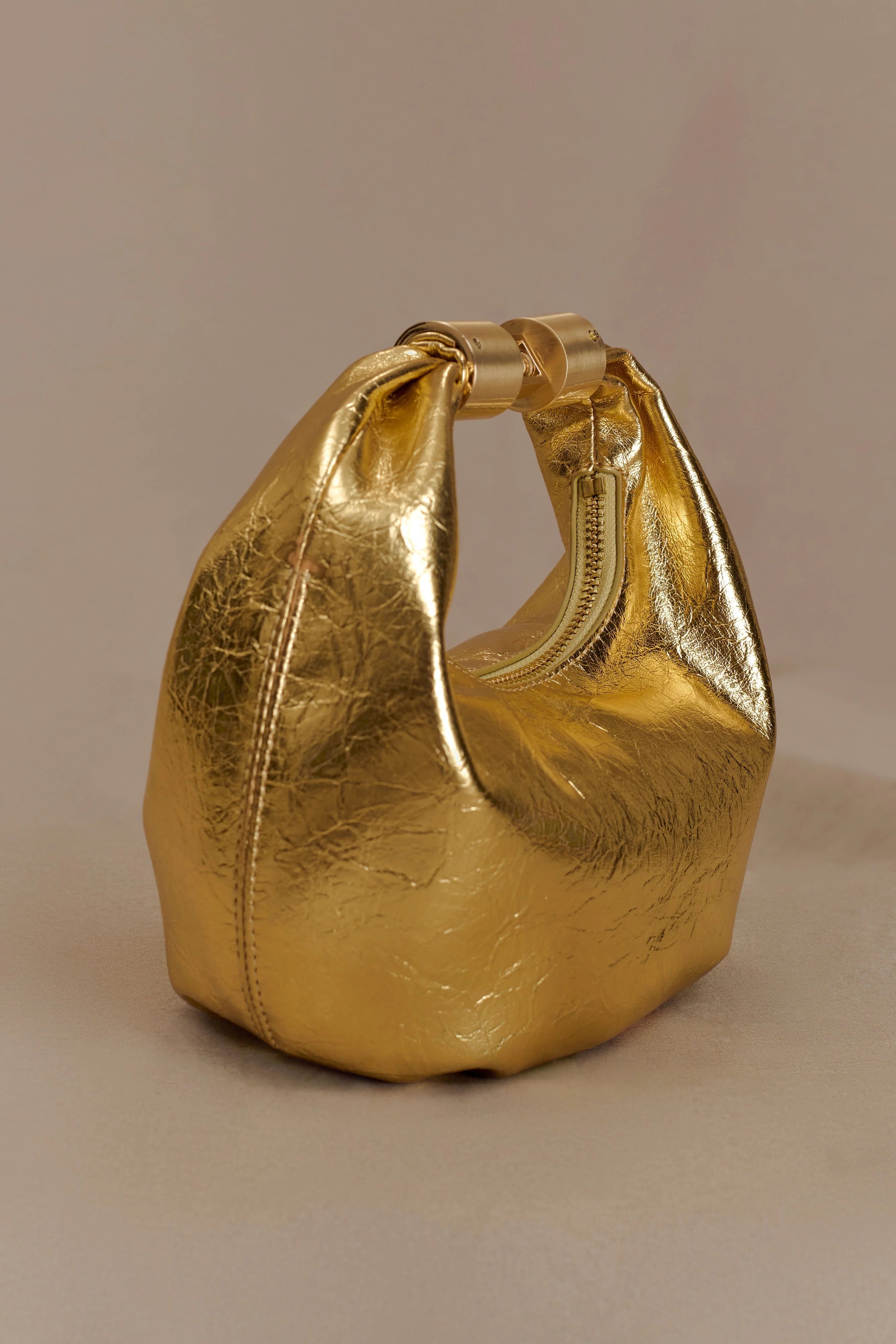 Bristol Mini Croissant Leather Bag Gold