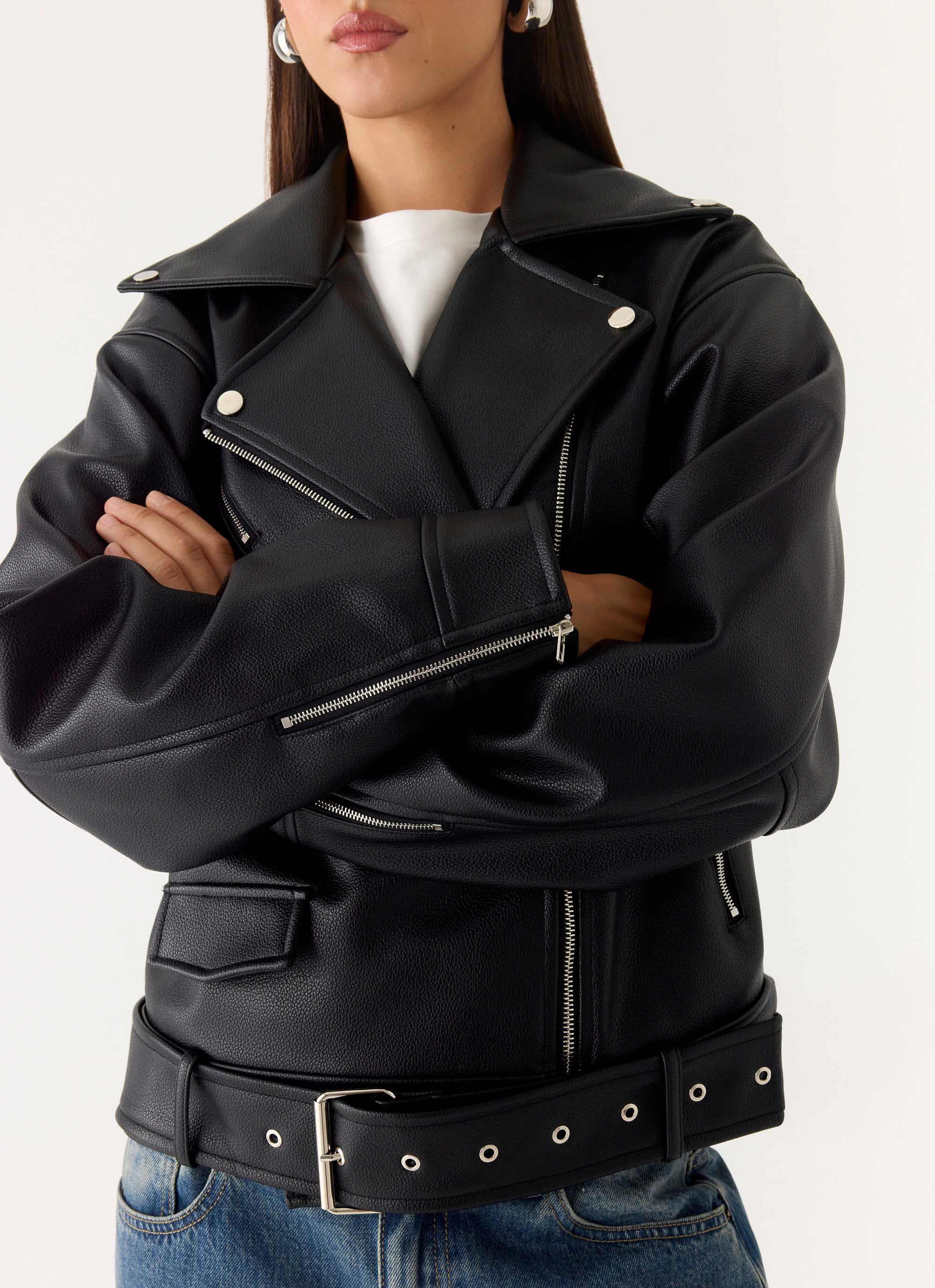 Ethan PU Biker Jacker Black