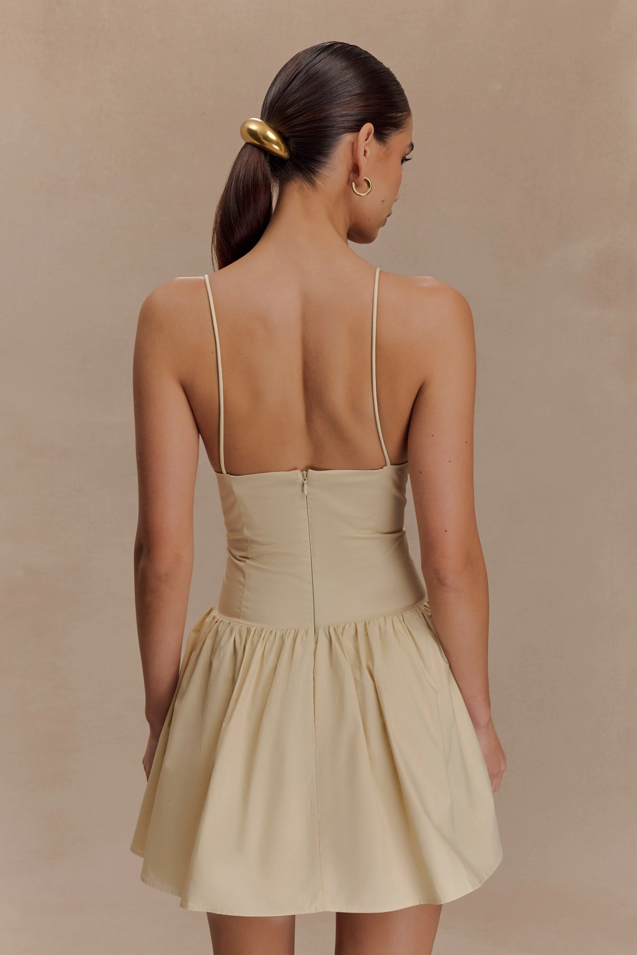 Janis Cotton Frill Mini Dress Nude
