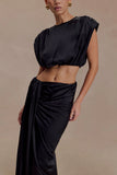 Zendaya Silk Crop Top Black