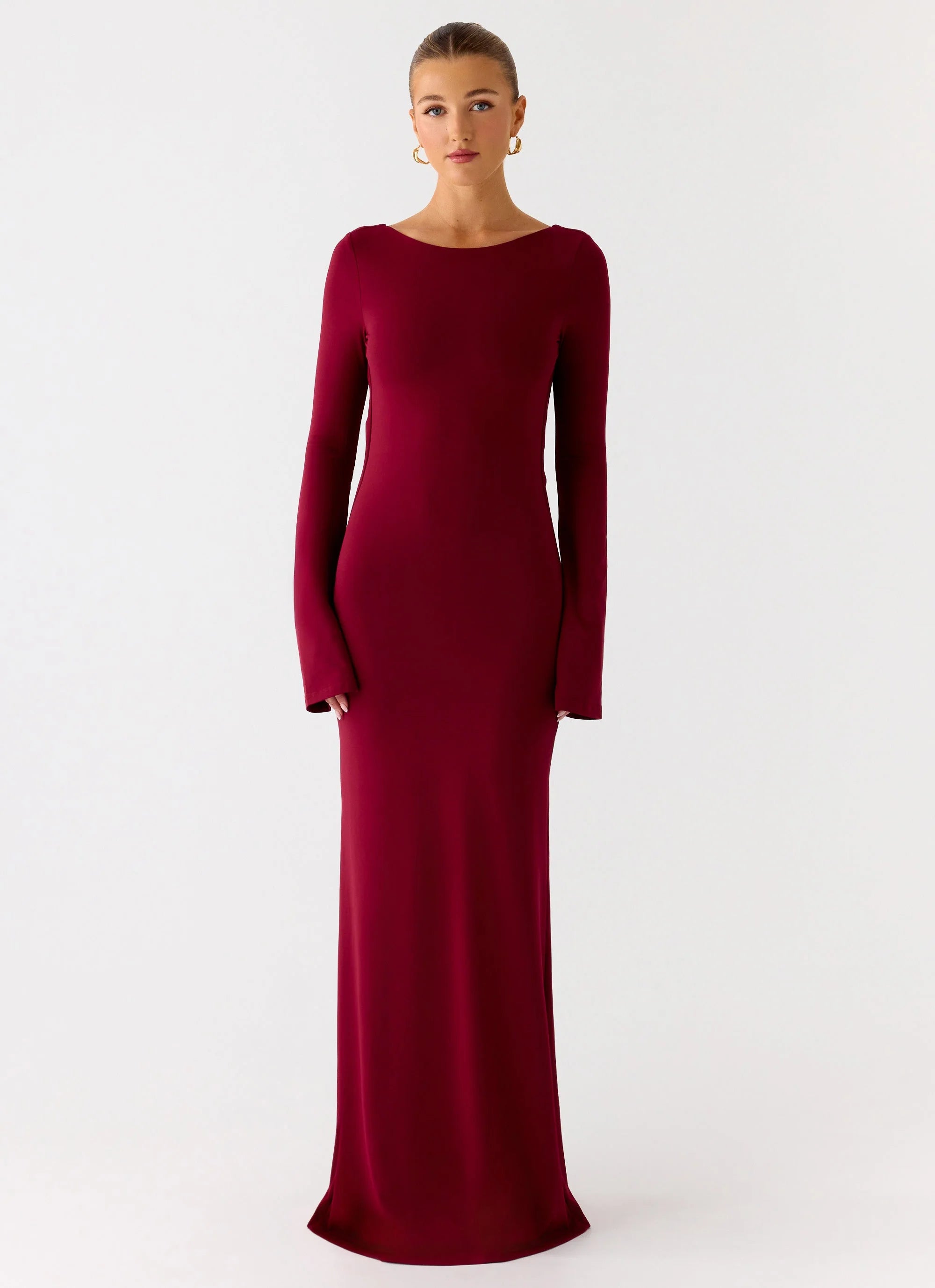 Elmont Long Sleeve Maxi Dress Dark Cherry