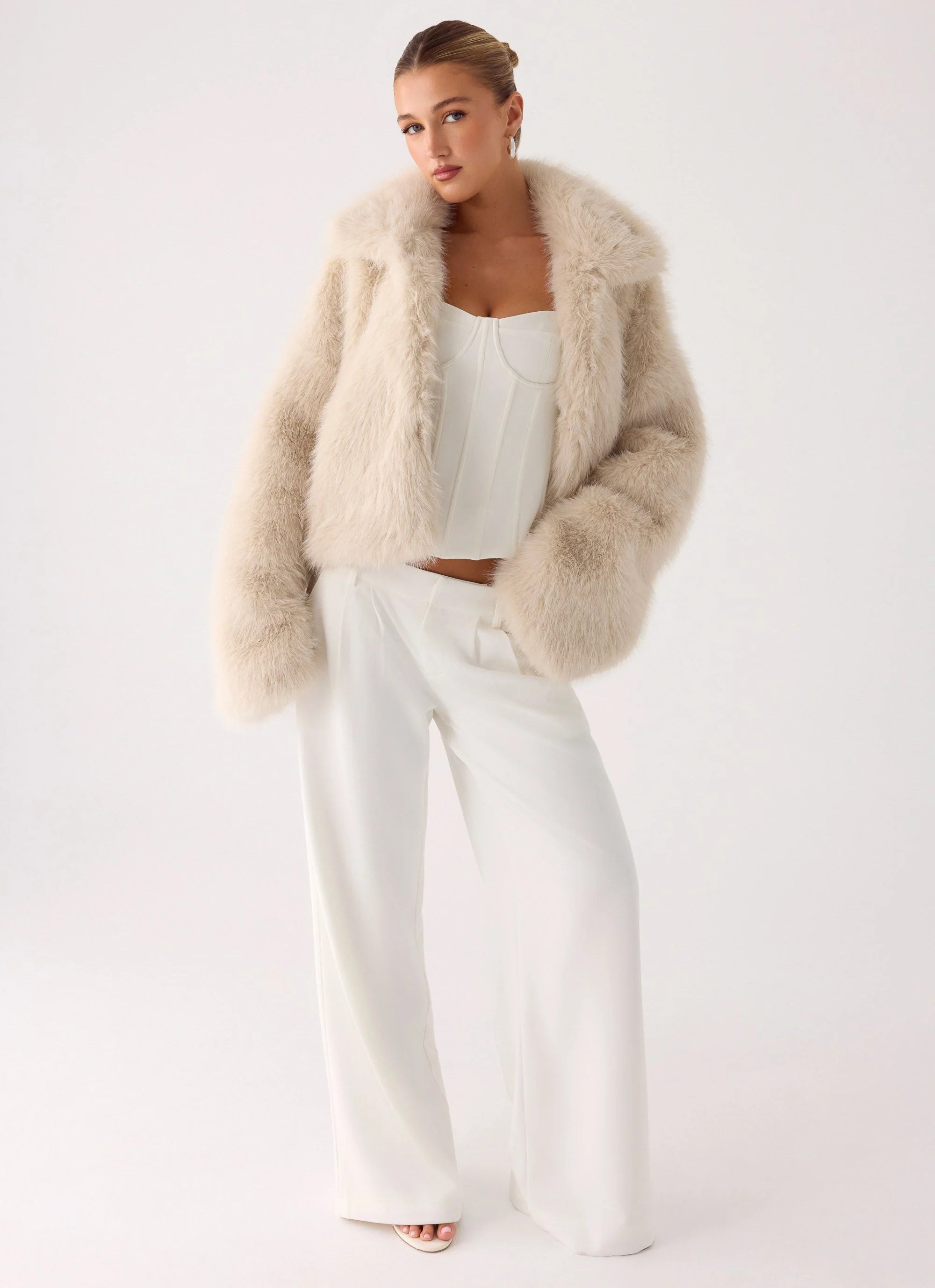 Moonscapes Faux Fur Jacket Ivory