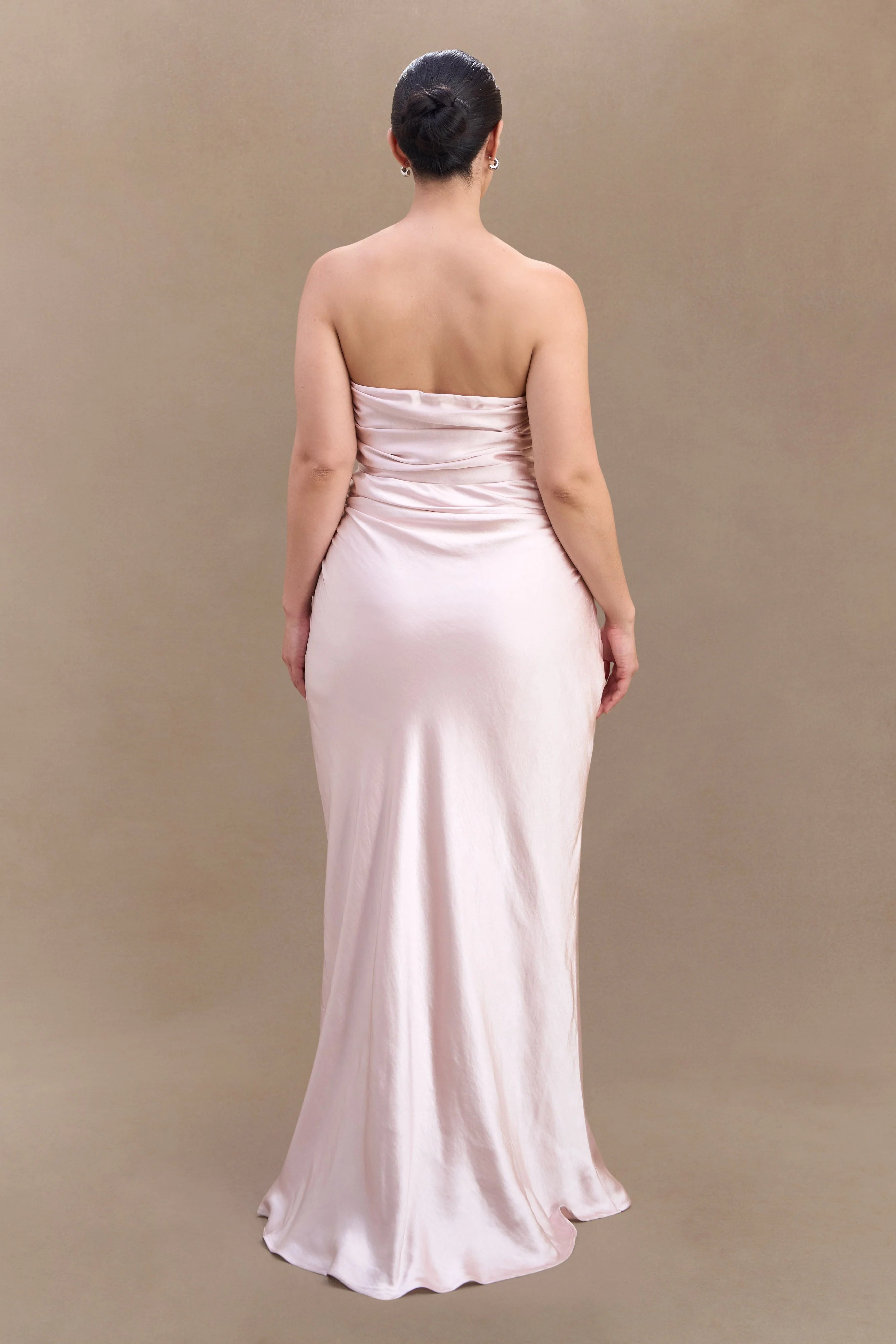 Cedar Strapless Satin Maxi Dress Soft Pink