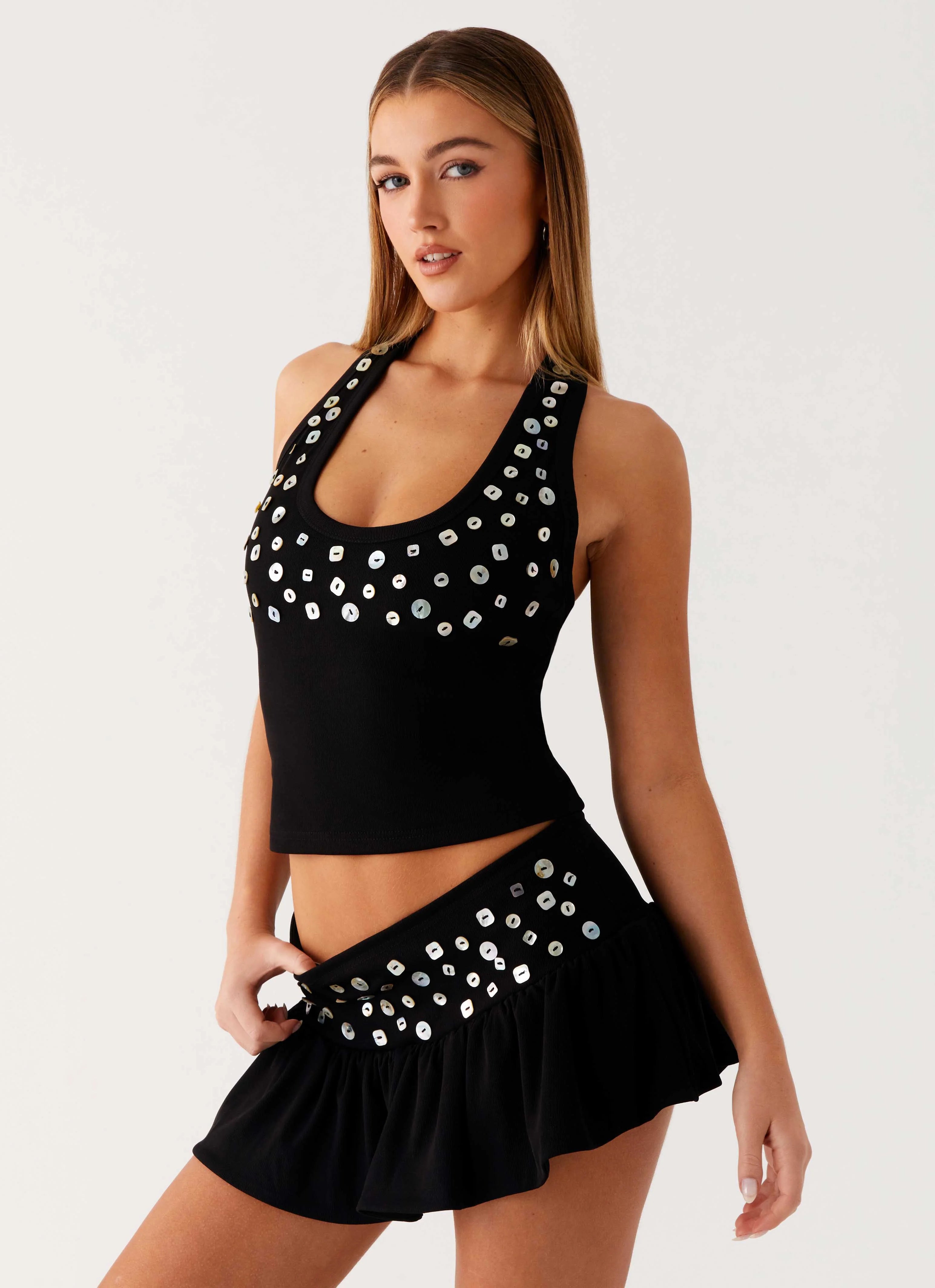 Vegas Nights Low Rise Skort Black
