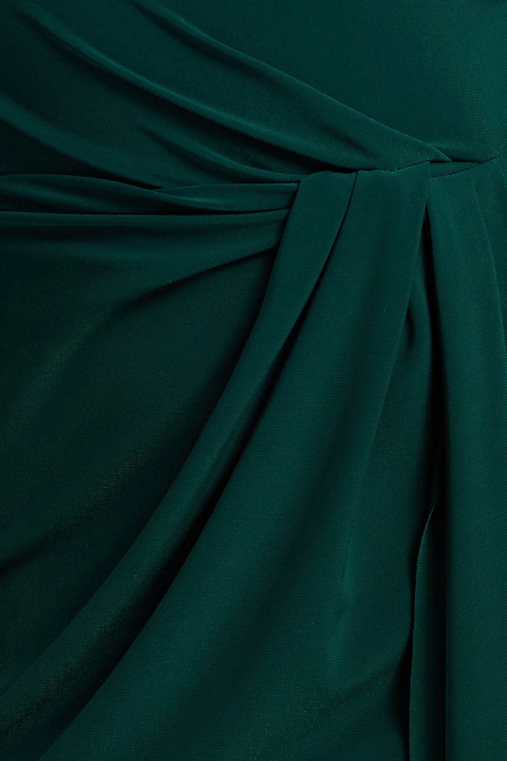 Khari Bottle Green High Neck Twisted Maxi Dress With Drape