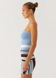 Straight Lines Mini Dress Blue Stripe