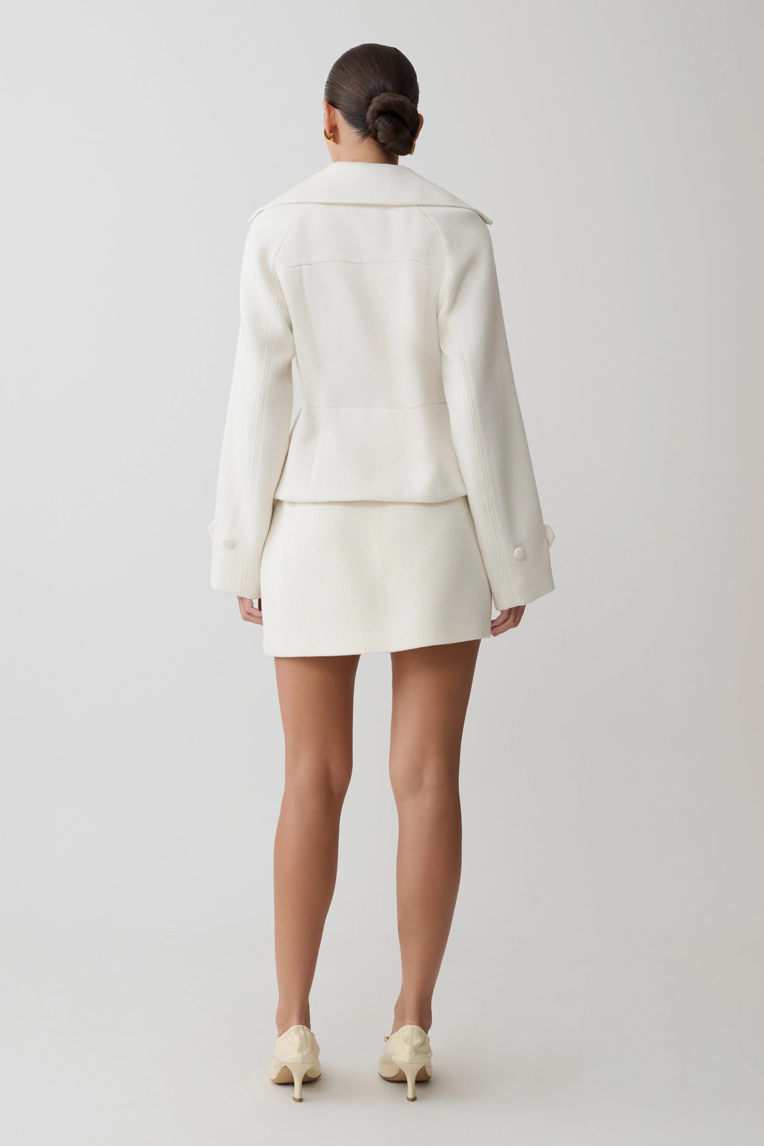 Elara Cropped Collared Jacket Ivory