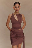Alicent Slinky Beaded Top Chocolate