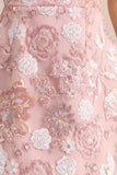 Sorina Blush Pink Floral Embellished Sweetheart Neck Mini Dress