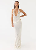 Adelaida Beaded Crochet Maxi Skirt Ivory