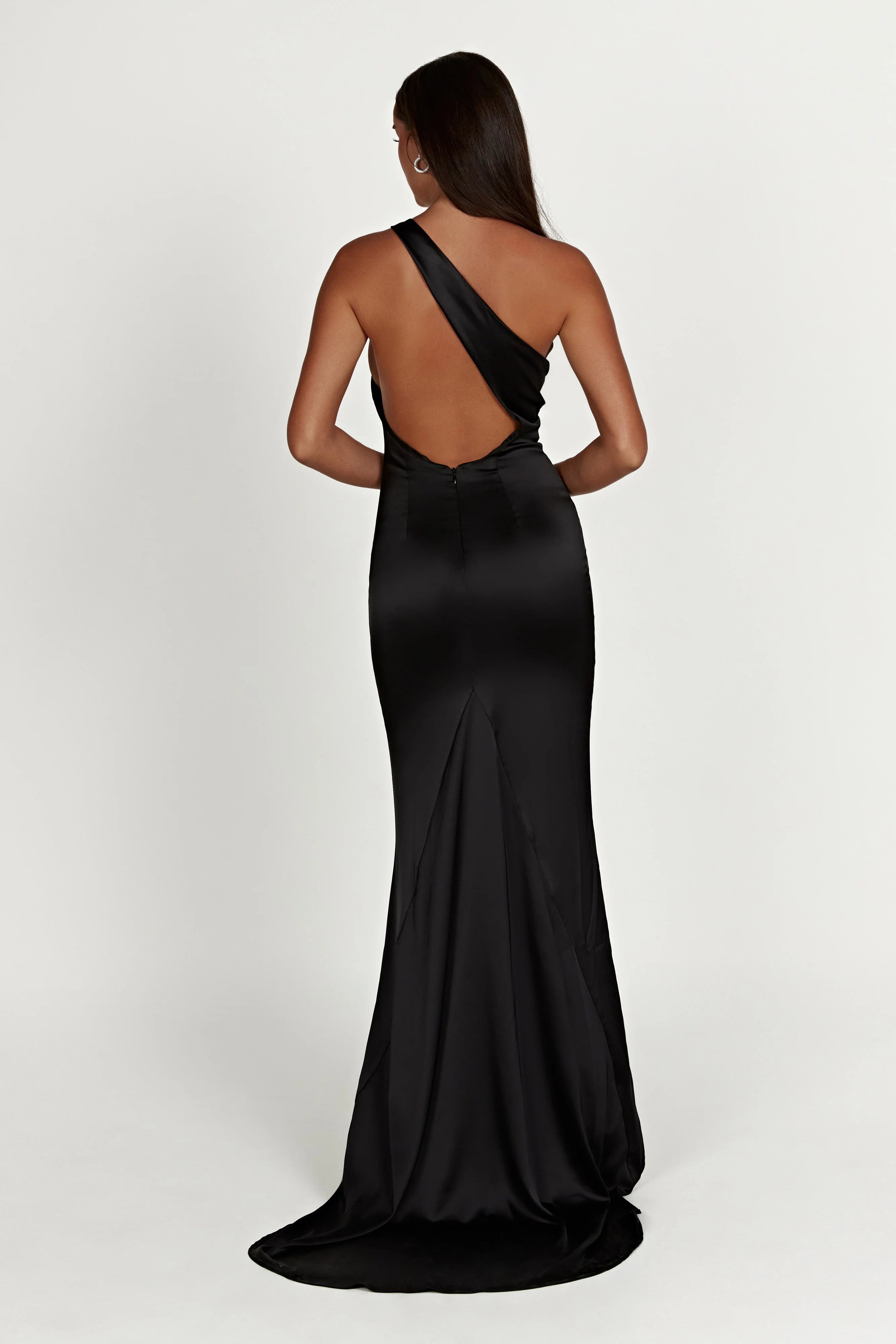 Harper One Shoulder Gown Black