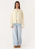 Annie One Button Cardigan Ivory Cream