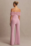 Sallow Pink Floral Bardot Maternity Jumpsuit