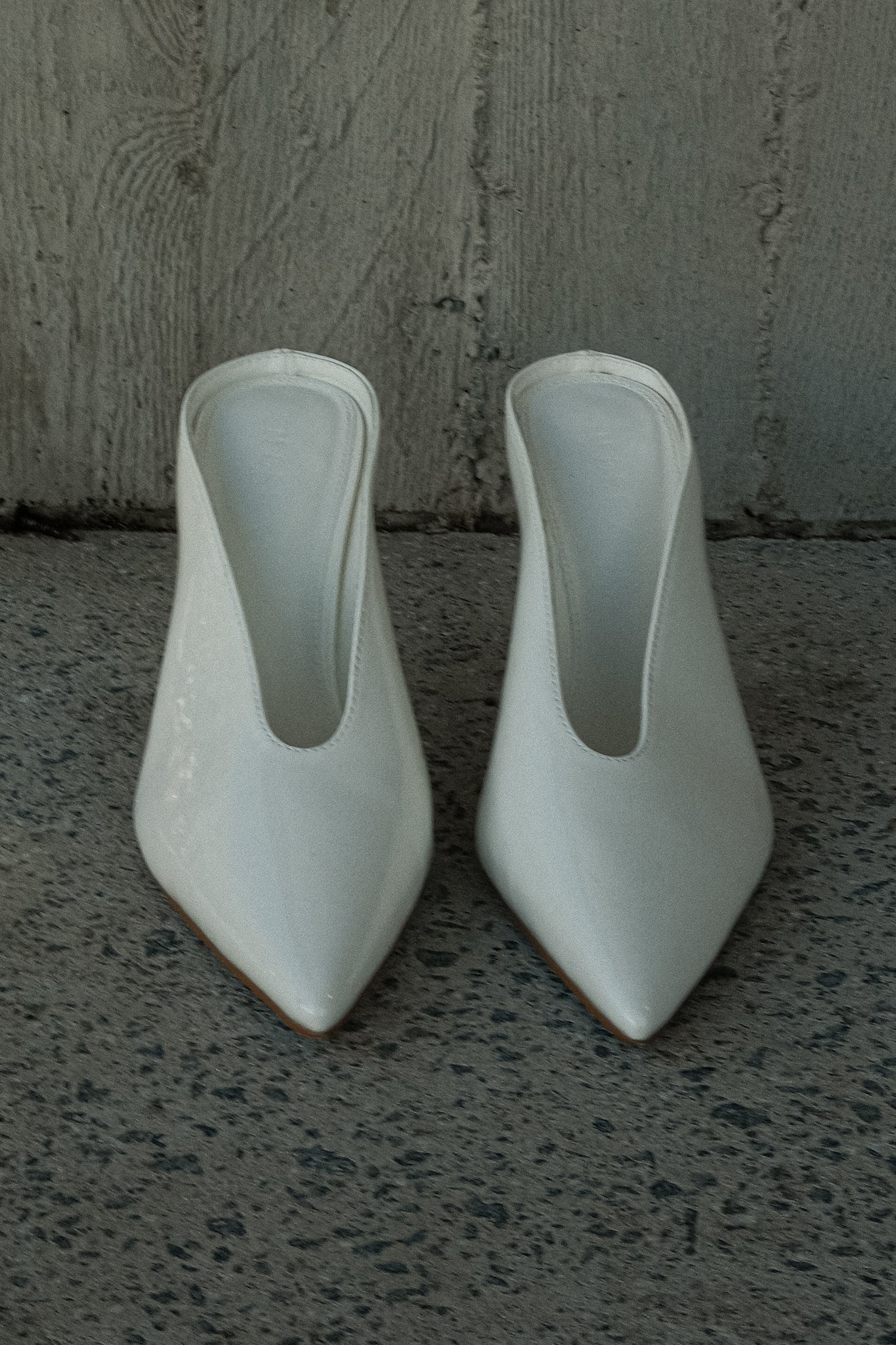 Emerson Patent Faux Leather Point Heel Ivory