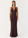Indya Halter Maxi Dress Chocolate