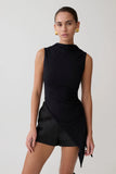 Suong High Neck Gathered Top Black