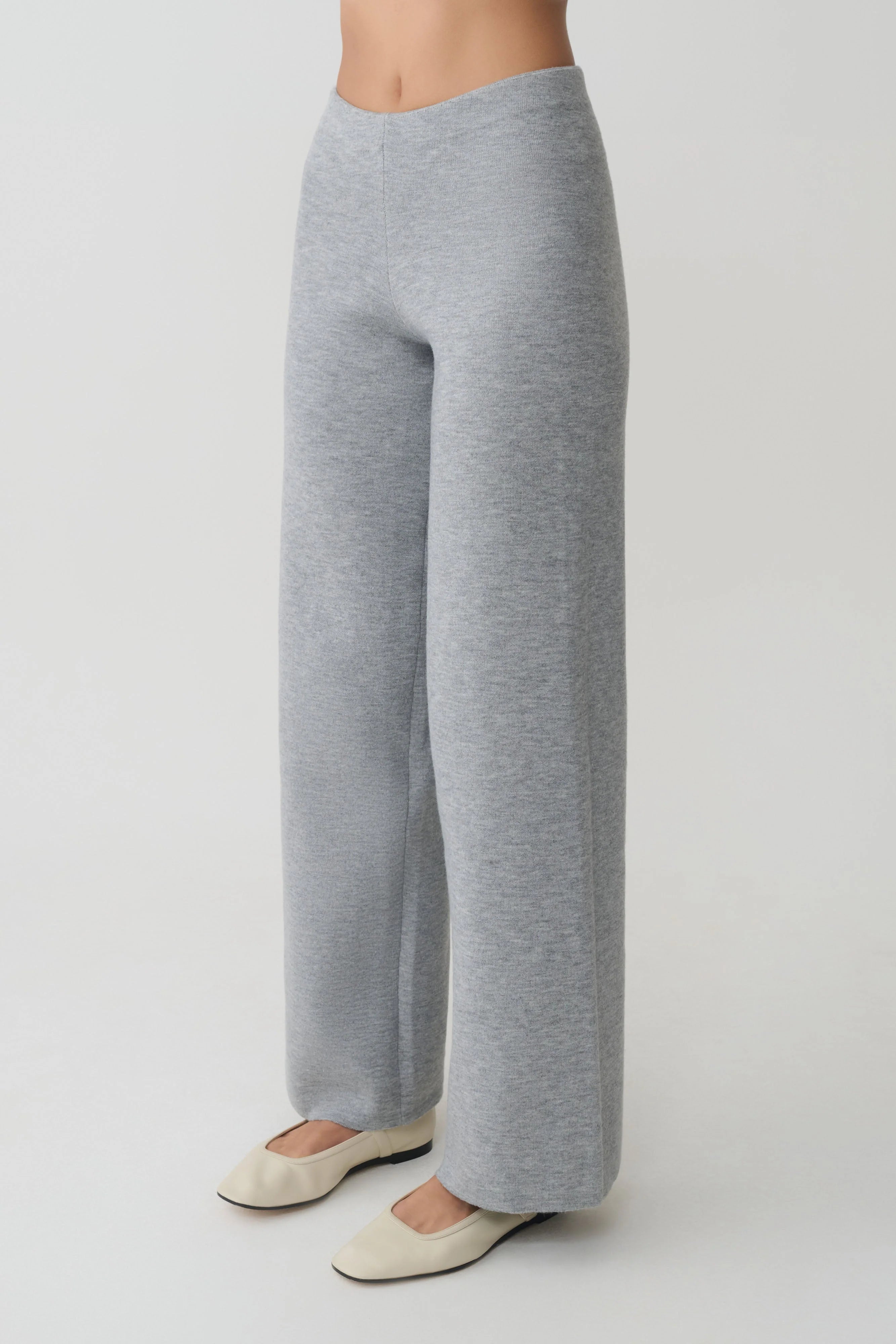 Kerrymae Straight Leg Knit Pants Grey Marle