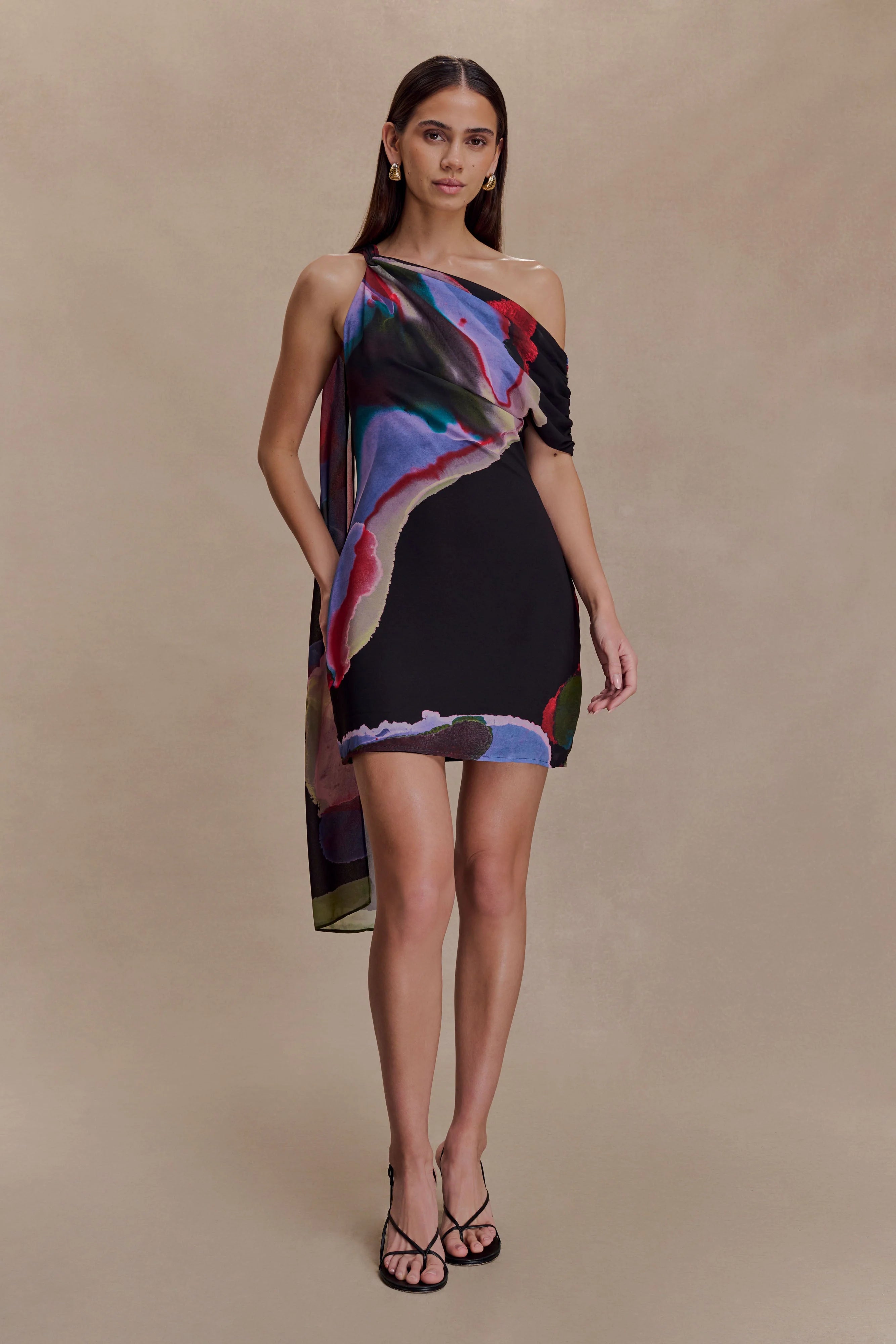 Daisie Chiffon Mini Dress Multi Fluid Reverie Print