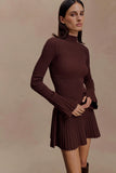 Adena Pointelle Knit Mini Dress Chocolate