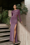 Megan Slinky And Mesh Maxi Dress Purple