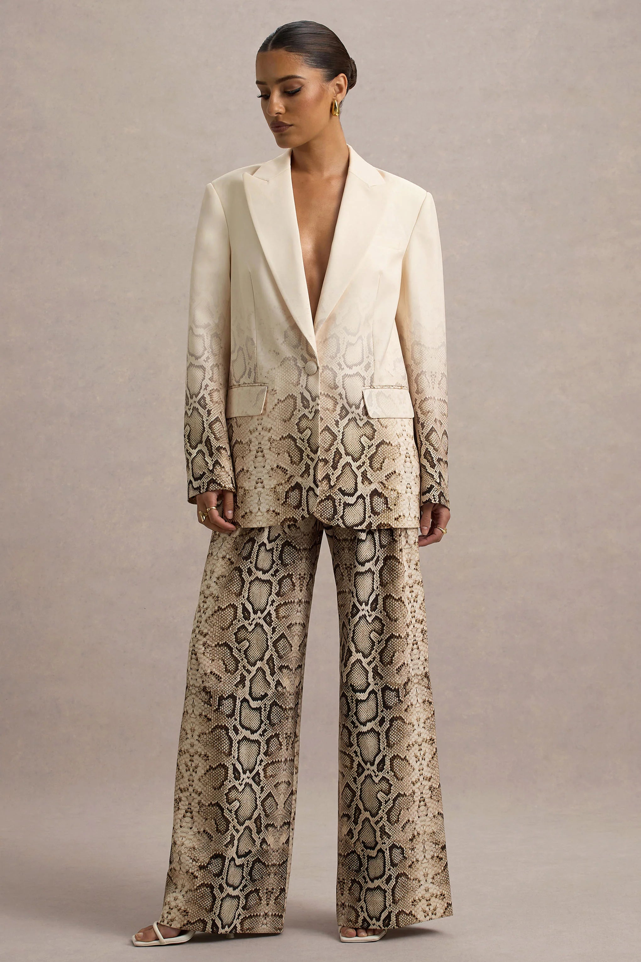 Shaniya Snake Print Wide Leg Trousers