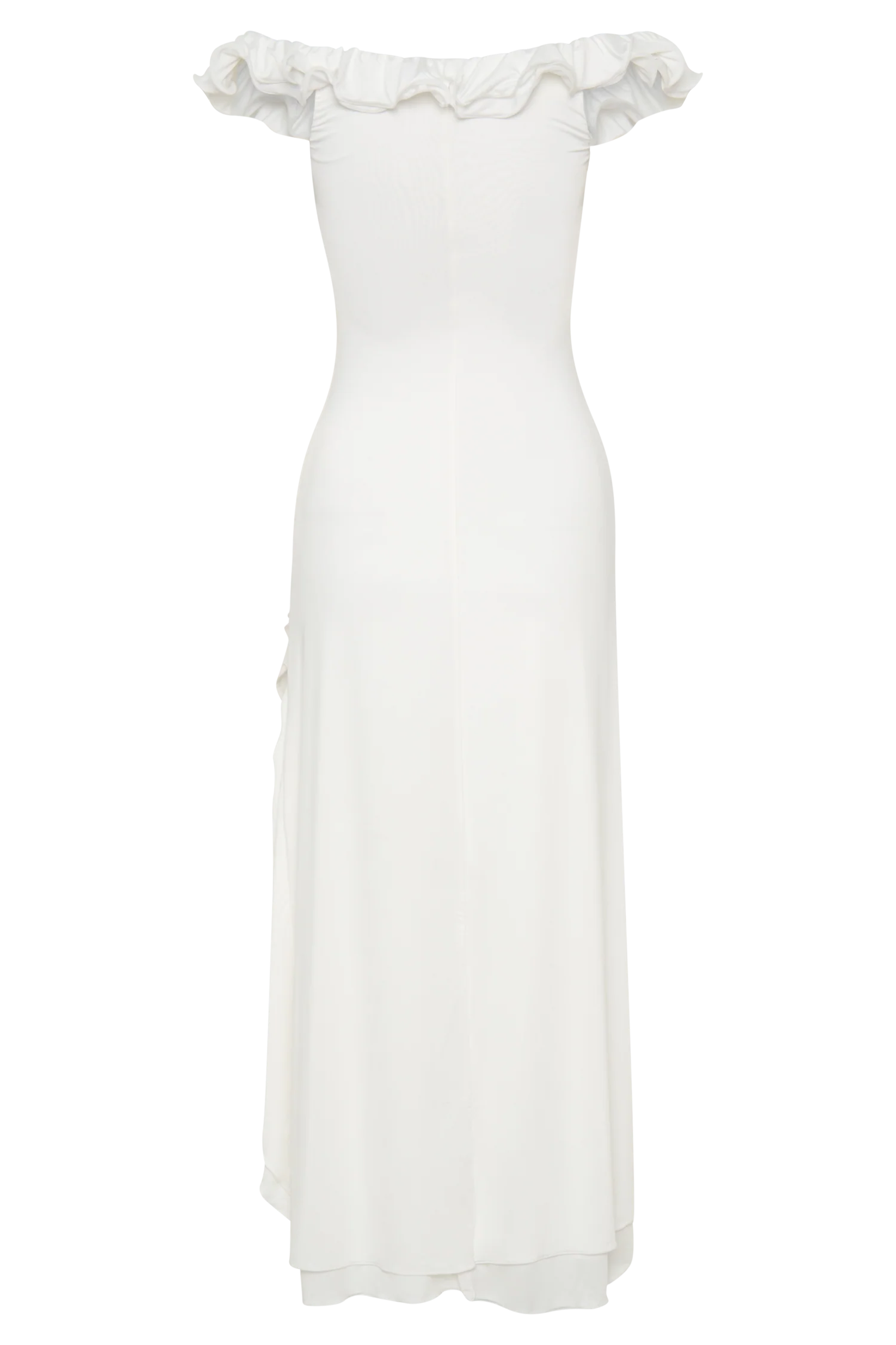 Allegra Off Shoulder Ruffle Midi Dress Ivory
