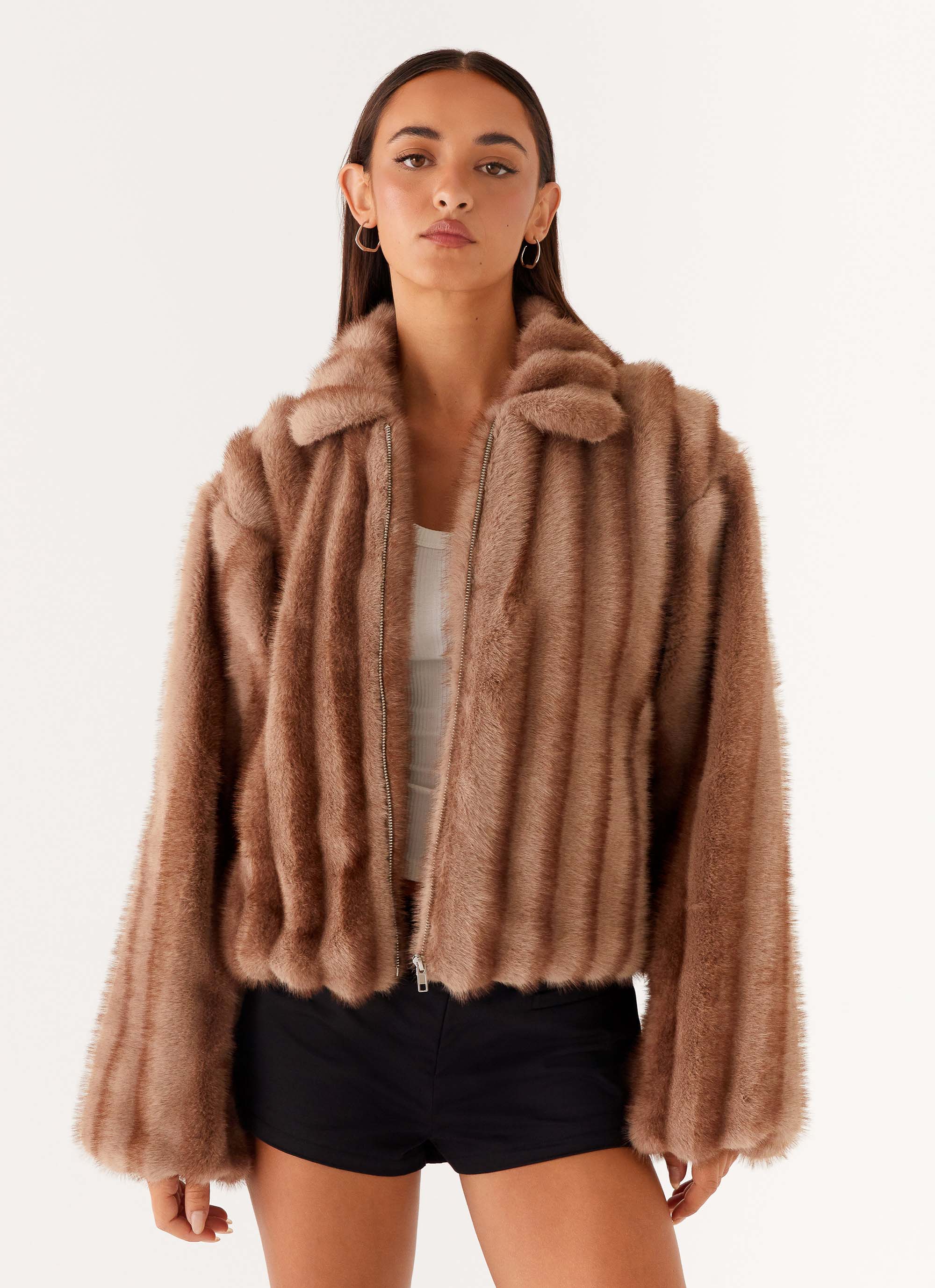 Naylor Faux Fur Jacket Brown